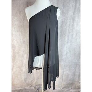 Carla Zampatti Chiffon One Shoulder Top In Black Women's Size US 8